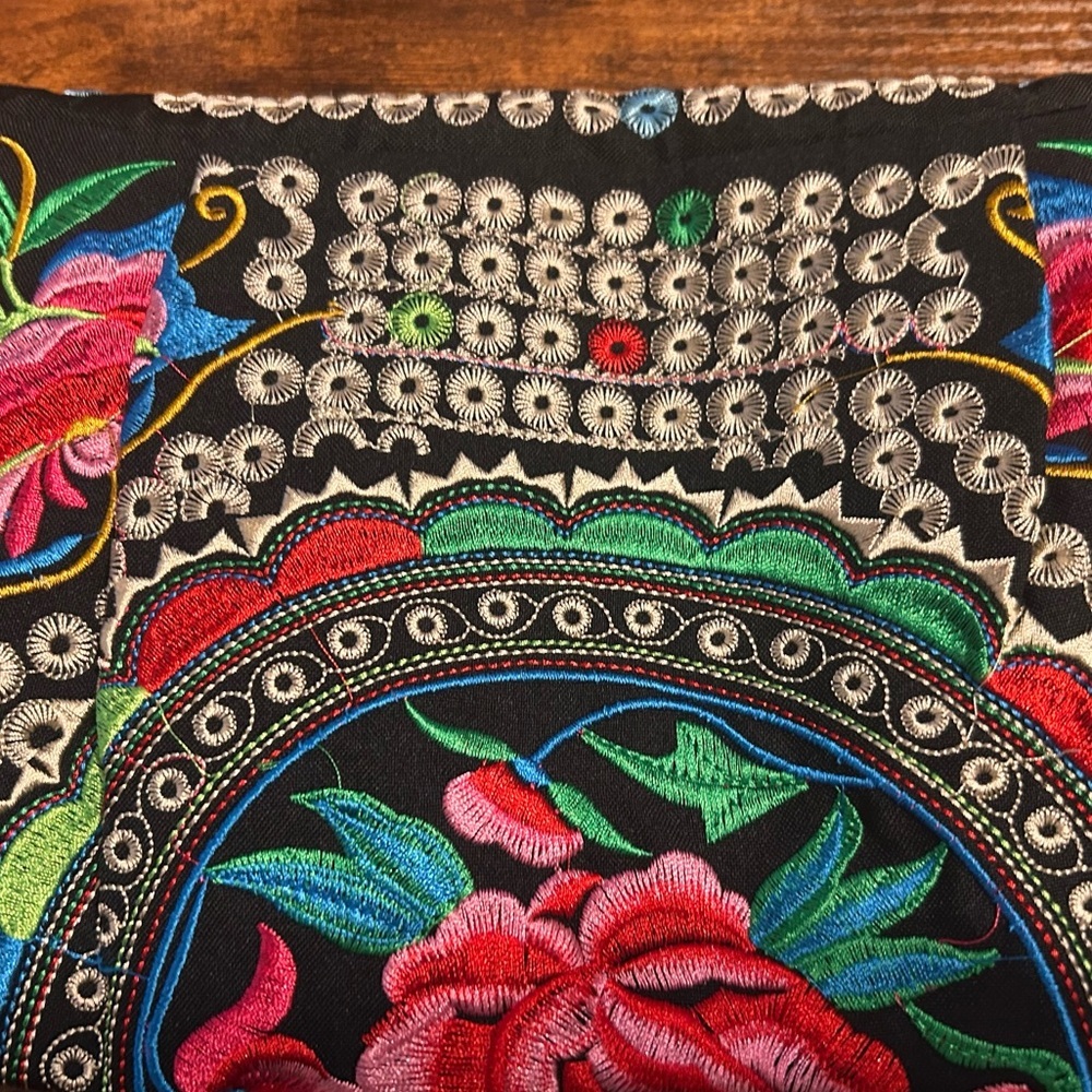 Multicolored Boho Embroidery with Pompoms & Tassels Crossbody - Picture 5 of 8